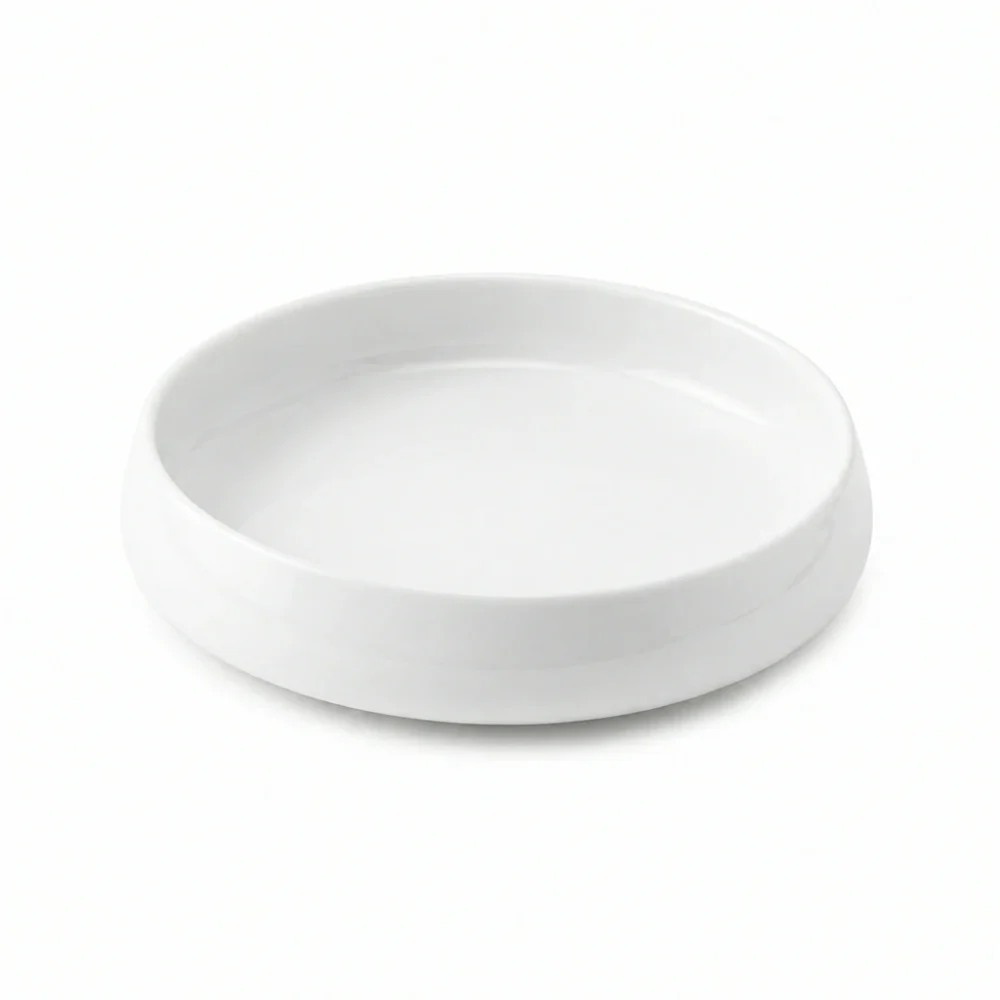 White Ceramic Deep Rim Plate Wholesale Ready Stock
