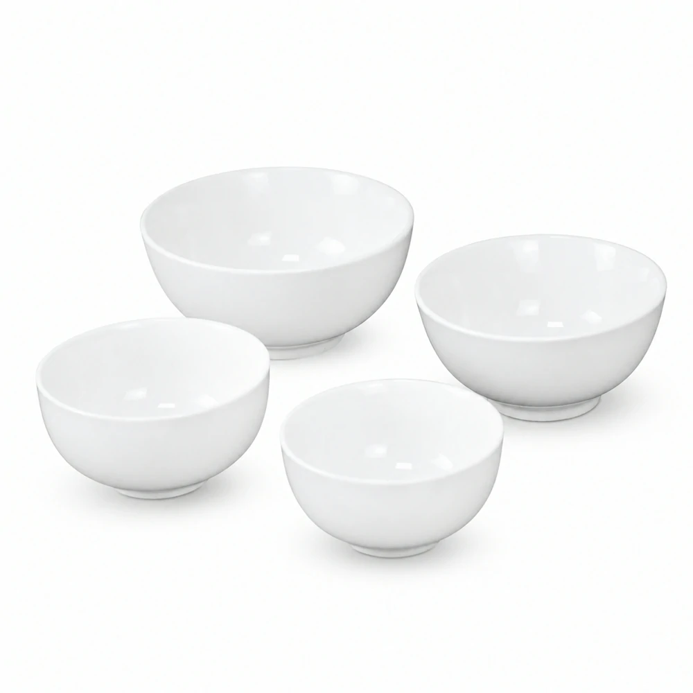 Wholesale White Ceramic Bowl Set Ready Stock for Rice Soup and Serving