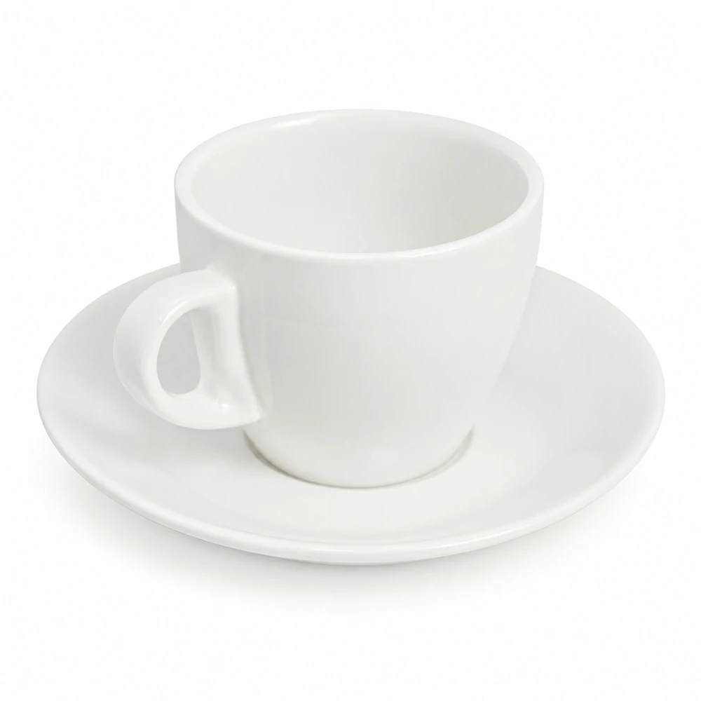 Ready Stock White Ceramic Coffee Cup and Saucer Set for Wholesale
