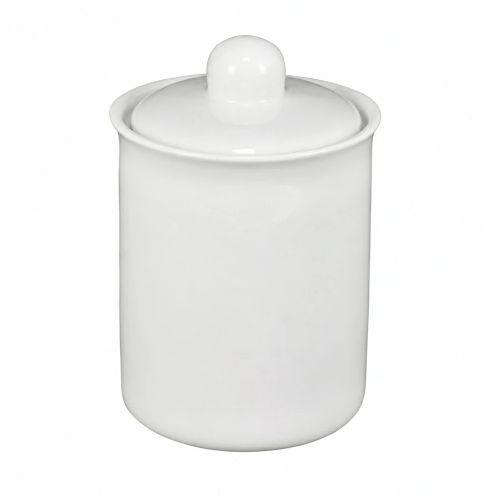 White Ceramic Storage Jar with Lid for Sugar Seasoning and Snacks