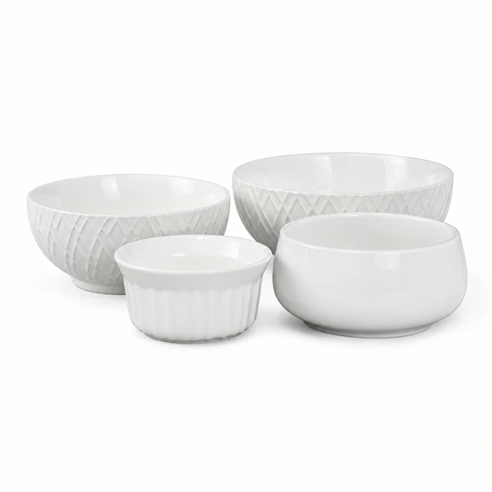 Ready Stock Embossed Ceramic Bowl Set Wholesale