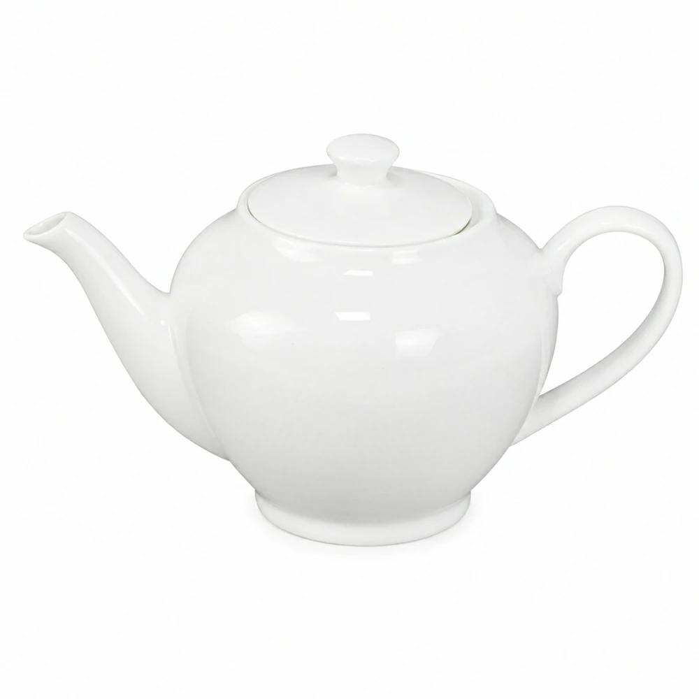 White Porcelain Teapot 1 Liter Ready Stock for Wholesale and Hospitality