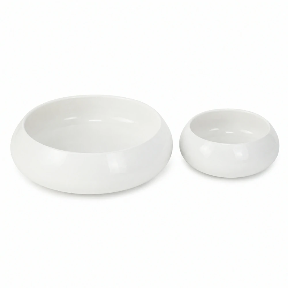 Minimalist White Ceramic Serving Bowl Set for Restaurant and Catering Use