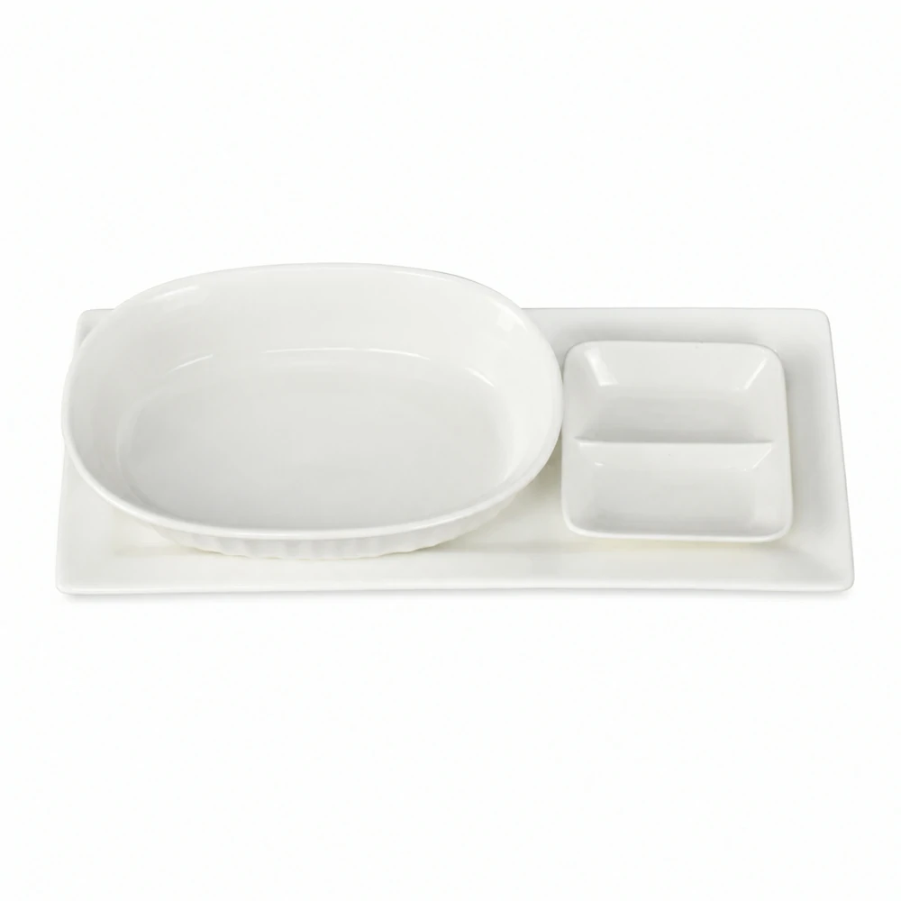 White Ceramic Baking and Serving Set for Restaurants and Wholesale