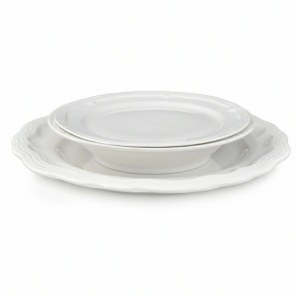 White Ceramic Dinnerware Set for Restaurant Hotel Catering Wholesale