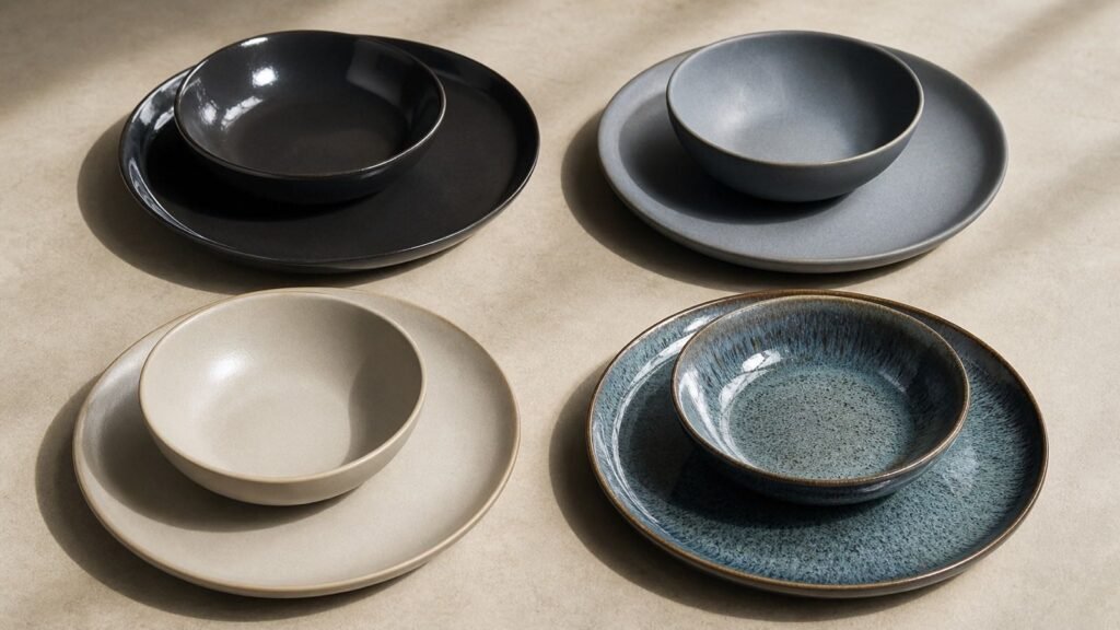 wholesale ceramic plates displaying gloss matte satin and reactive glazes