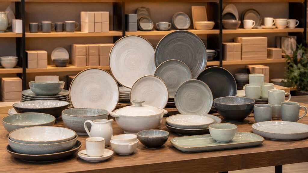 coordinated ready stock ceramic tableware prepared for distributor review