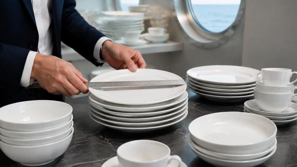 wholesale ceramic tableware arranged for cruise ship dining service
