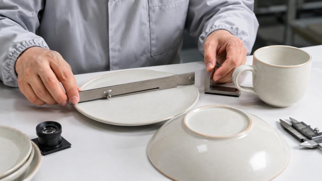 ceramic tableware progressing from formed body to glazed finished ware