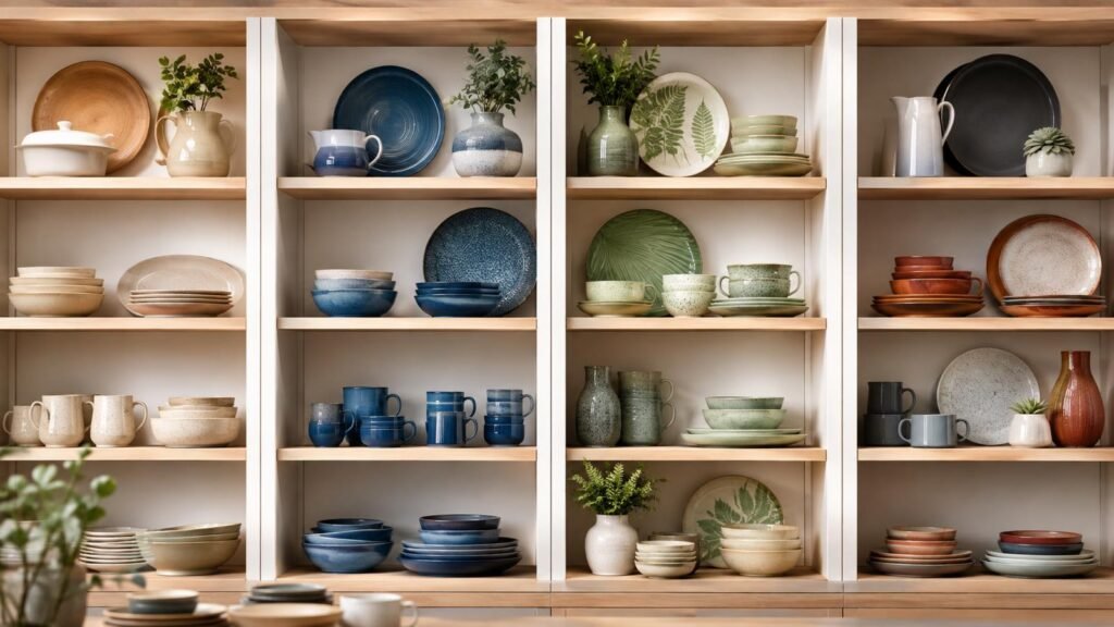ceramic tableware color families merchandised for different retail styles